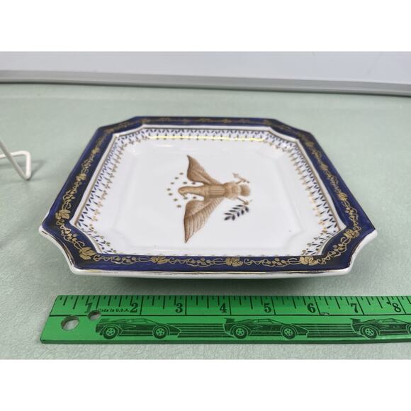 Vintage American Eagle Square Plate Andrea by Sadak Gold Trim Elegant Ceramic - Picture 4 of 6